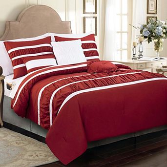 Elegant Comfort 12 pc Isabella Ruffled Comforter Set, With 6 pc Sheet Set With Sided Storage Pocket