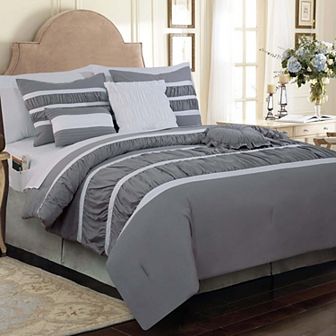 Elegant Comfort 12 pc Isabella Ruffled Comforter Set, With 6 pc Sheet Set With Sided Storage Pocket
