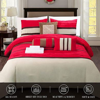 Elegant Comfort 12-pc Cirena Microsuede Comfort Set, Include 6-pc Sheet Set With Sided Storagepocket