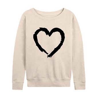 Women's Paintbrush Stroke Heart French Terry Long Sleeve Tee