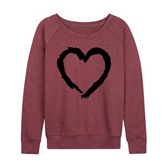 Women's Paintbrush Stroke Heart French Terry Long Sleeve Tee