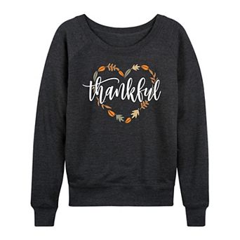 Women's Thankful Leaf Heart French Terry Long Sleeve Tee