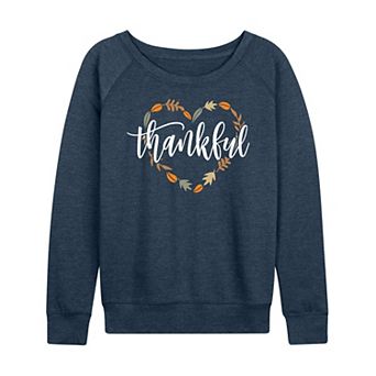Women's Thankful Leaf Heart French Terry Long Sleeve Tee