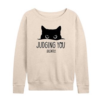 Women's Judging You Silently Cat French Terry Long Sleeve Tee