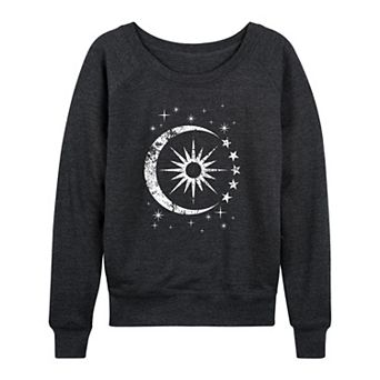 Women's Celestial Sun Moon Scene French Terry Long Sleeve Tee