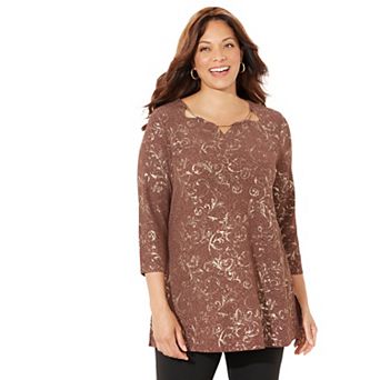 Catherines Women's Plus Size Black Label Keyhole Tunic