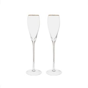 Gold-Rim Tapered Champagne Flutes Set - 8 Oz