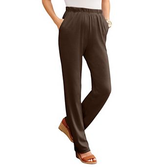 Roaman's Women's Plus Size Petite Plus Size Straight Leg Soft Knit Pull On Pant