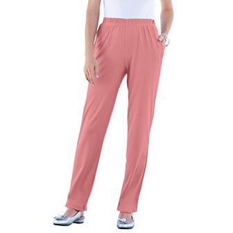 Roaman's Women's Plus Size Petite Plus Size Straight Leg Soft Knit Pull On Pant