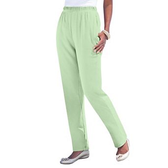 Roaman's Women's Plus Size Petite Plus Size Straight Leg Soft Knit Pull On Pant
