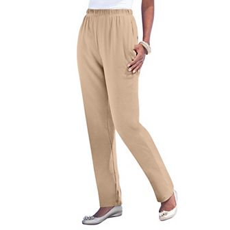 Roaman's Women's Plus Size Petite Plus Size Straight Leg Soft Knit Pull On Pant