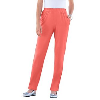 Roaman's Women's Plus Size Petite Plus Size Straight Leg Soft Knit Pull On Pant
