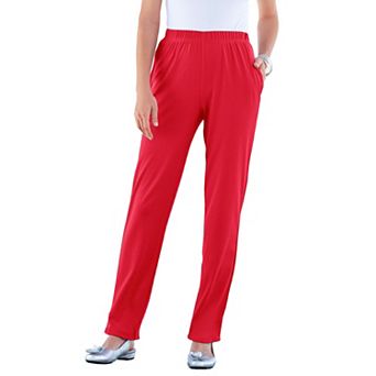 Roaman's Women's Plus Size Petite Plus Size Straight Leg Soft Knit Pull On Pant