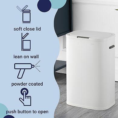 Tammi Kitchen 14.5-gallon Slim Metal Push Button Trash Can