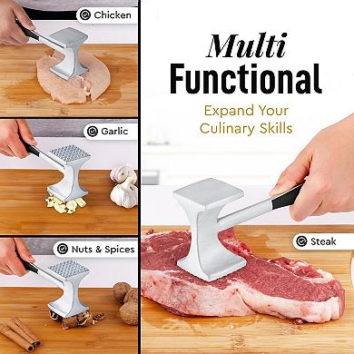 Zulay Professional Meat Tenderizer Tool - Dual Sided Meat Mallet Pounder With Comfort Grip Handle
