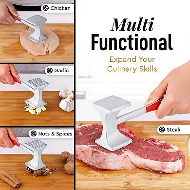 Zulay Professional Meat Tenderizer Tool - Dual Sided Meat Mallet Pounder With Comfort Grip Handle