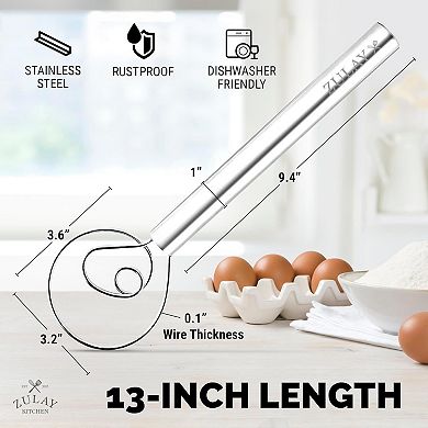 Zulay Kitchen Danish Dough Whisk - 2 Pack
