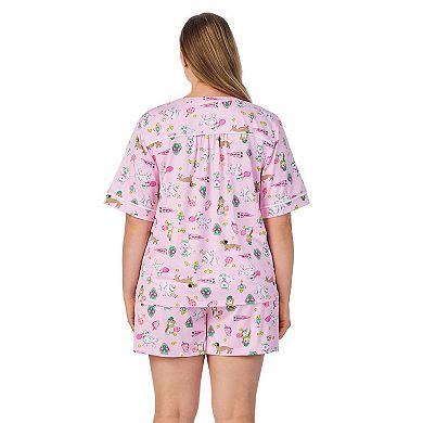 Plus Size Cuddl Duds® Short Sleeve Split Neck Pajama Top & Pajama Shorts Set