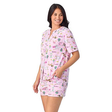 Women's Cuddl Duds® Short Sleeve Split Neck Pajama Top and Pajama Shorts Set