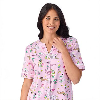 Women's Cuddl Duds® Short Sleeve Split Neck Pajama Top and Pajama Shorts Set