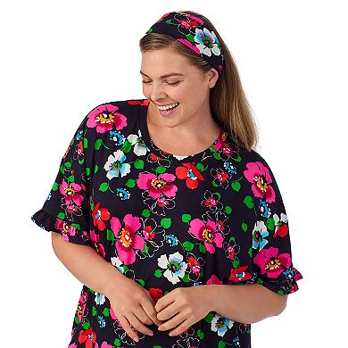 Plus Size Cuddl Duds® 3-Piece Short Sleeve Pajama Top, Cropped Pajama Pants & Headband Set
