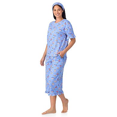 Women's Cuddl Duds® 3-Piece Short Sleeve Pajama Top, Cropped Pajama Pants & Headband Set