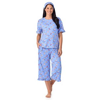Women's Cuddl Duds® 3 pc Short Sleeve Pajama Top, Cropped Pajama Pants & Headband Set