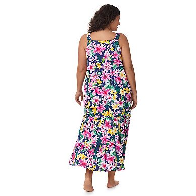 Plus Size Cuddl Duds Cozy Tiered Maxi Nightgown