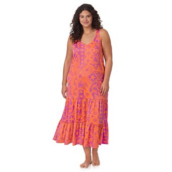 Plus Size Cuddl Duds Cozy Tiered Maxi Nightgown