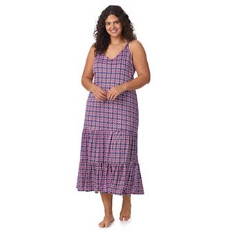 Plus Size Cuddl Duds Cozy Tiered Maxi Nightgown