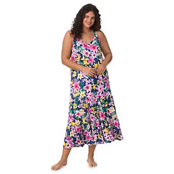 Plus Size Cuddl Duds Cozy Tiered Maxi Nightgown