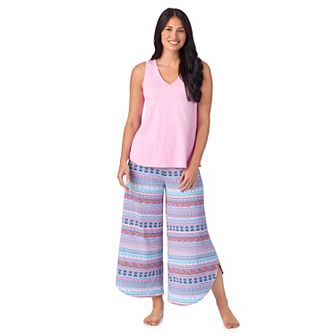 Women's Cuddl Duds® 2 pc Sleeveless Pajama Top & Wide Leg Pajama Pants Set