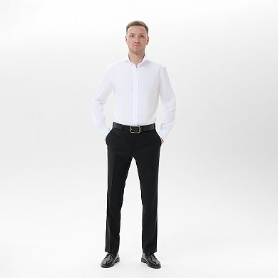 Men's INDOCHINO Black Slim-Fit Wool Blend Suit Pants