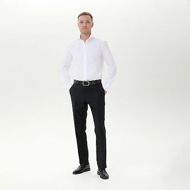 Men's INDOCHINO Black Slim-Fit Wool Blend Suit Pants