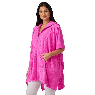 Women's Cuddl Duds® Jacquard Baby Terry Poncho Zip Wrap