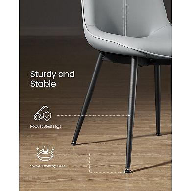 Set of 2 Leather Dining Chairs: Comfortable Upholstered Seats, Curved Backrest