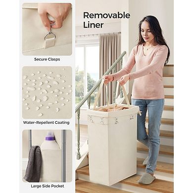 Rolling Laundry Basket with Wheels, Steel Frame with Handle