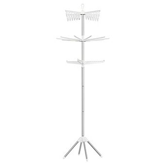 Clothes Drying Rack, Laundry Air-drying Rack, Space-saving And Foldable with 3 Arms, Silver