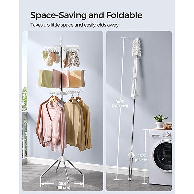 Clothes Drying Rack, Laundry Air-drying Rack, Space-saving And Foldable with 3 Arms, Silver