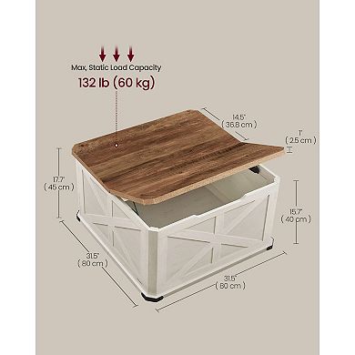 Farmhouse-Style Square Coffee Table With Storage Compartment