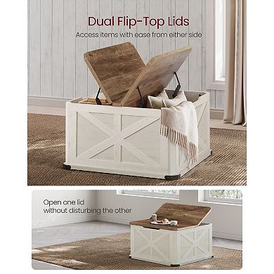 Farmhouse-Style Square Coffee Table With Storage Compartment