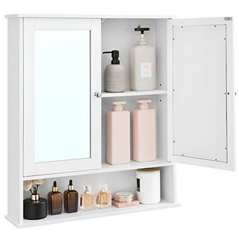 Modern Bathroom Cabinet with Mirrored Doors and Adjustable Storage