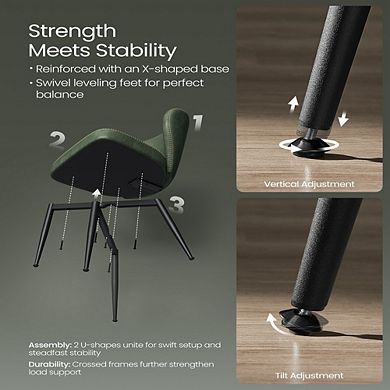 Set of 2 Dining Chairs, Upholstered Kitchen Chairs, Synthetic Leather with Stitching