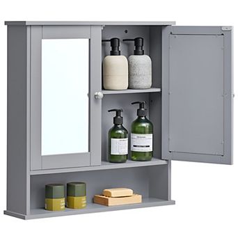 Modern Bathroom Cabinet with Mirrored Doors and Adjustable Storage