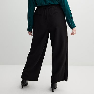 Plus Size Nine West Pintuck Wide Leg Trousers