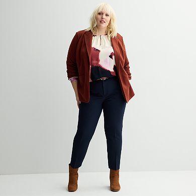 Plus Size Nine West Keyhole Elastic Waist Blouse