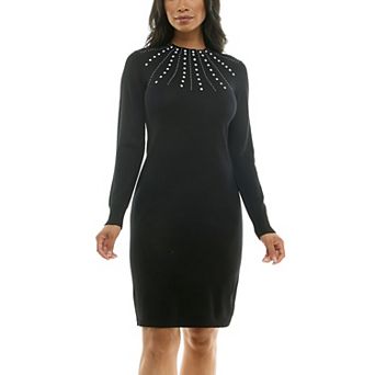 Women's Nina Leonard Pearl Accent Dress