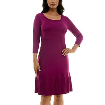 Women's Nina Leonard Elbow Sleeve Fit-&-Flare Dress