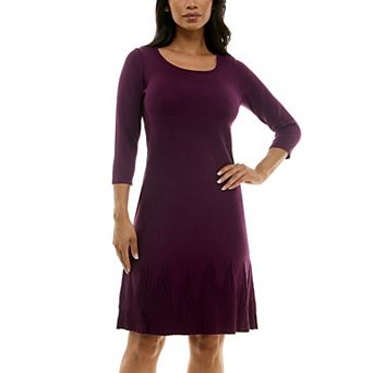 Women's Nina Leonard Elbow Sleeve Fit-&-Flare Dress