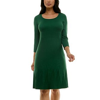 Women's Nina Leonard Elbow Sleeve Fit-&-Flare Dress